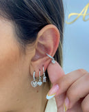 Piercing Fake Pendurado Corações Zircônia - Prata - Áurea Acessórios