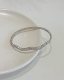 Bracelete Ondas Cravejado  - Semijoia em Aço Inox Prata