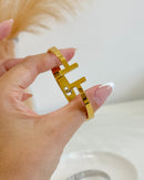 Bracelete H  - Semijoia em Aço Inox Ouro