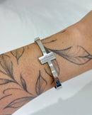 Bracelete H  - Semijoia em Aço Inox Prata