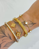Conjunto de Braceletes Inspiração - Semijoia em Aço Inox Ouro