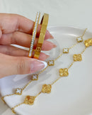 Conjunto de Braceletes Inspiração - Semijoia em Aço Inox Ouro