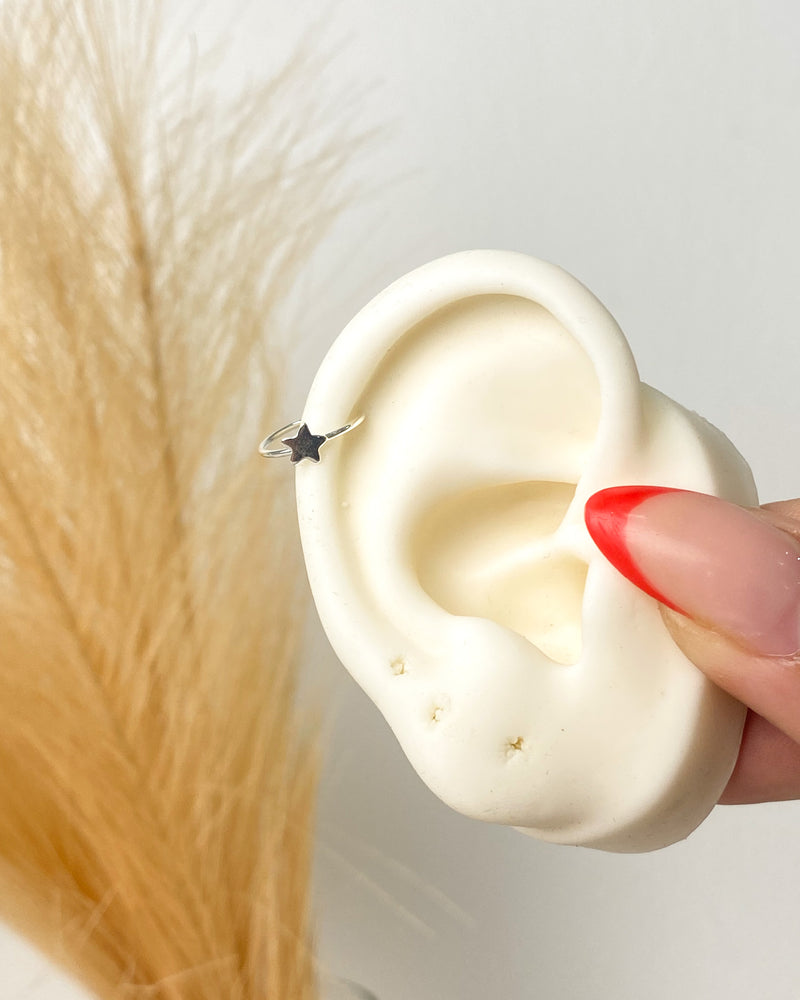 Piercing Argolinha para Helix Daith Estrelinha - Prata - Áurea Acessórios