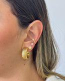 Meia Argola Riscada - Semijoia Folheada a Ouro 18k