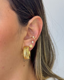 Meia Argola Riscada - Semijoia Folheada a Ouro 18k