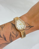 Relógio Feminino Dourado Luxo Cravejado 25mm