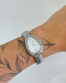 Relógio Feminino Prata Luxo Cravejado 25mm