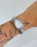 Relógio Feminino Prata Luxo Cravejado 25mm