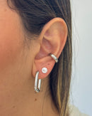 Argola Quadrada Click - Semijoia Folheada em Prata