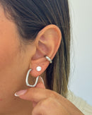 Argola Quadrada Click - Semijoia Folheada em Prata