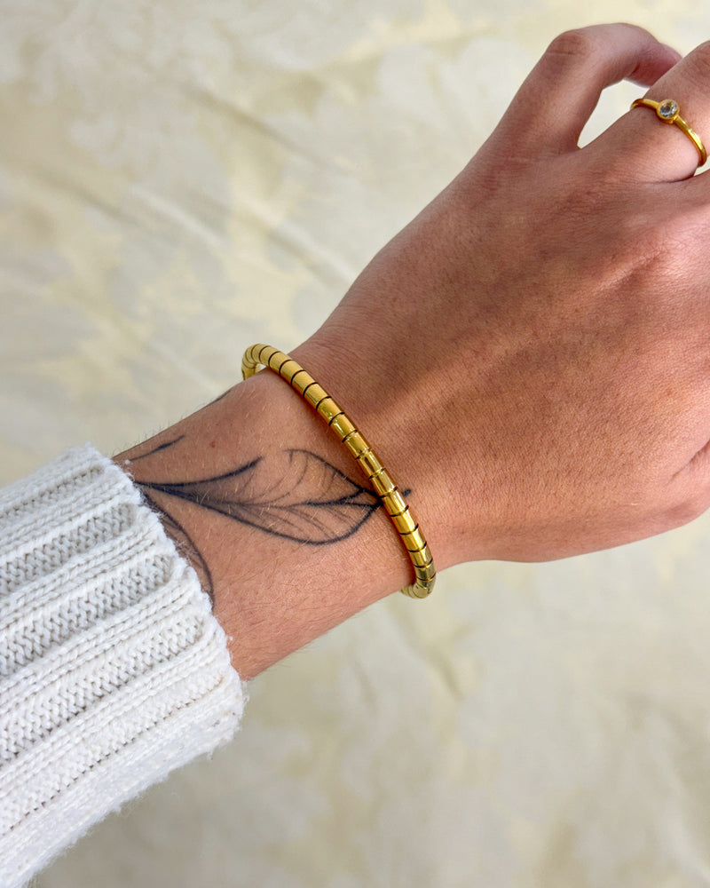 Bracelete Listrado - Semijoia em Aço Inox em Ouro