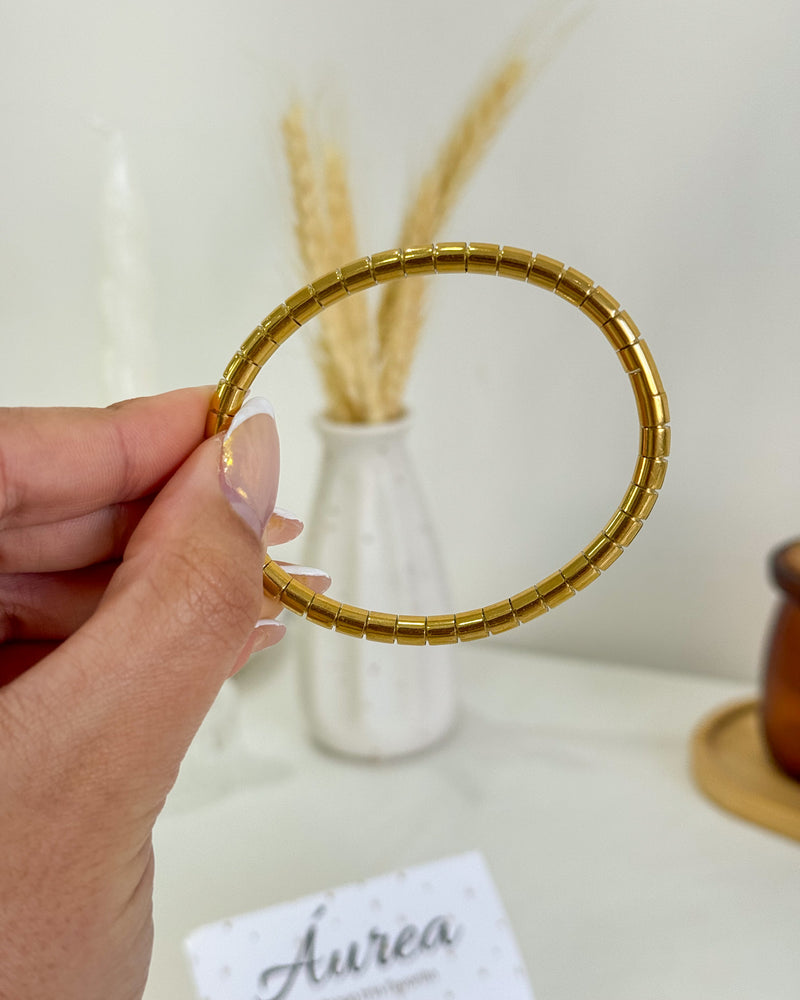 Bracelete Listrado - Semijoia em Aço Inox em Ouro