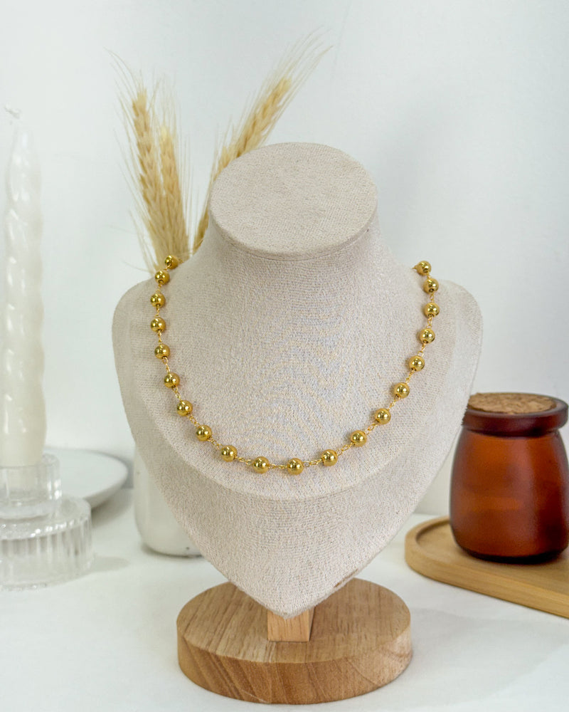 Colar Bolinhas Espaçadas - Semijoia Folheada a Ouro 18k
