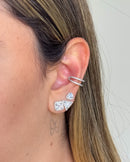 Trio de Brincos Geometric Cravejado - Semijoia Folheada a Prata