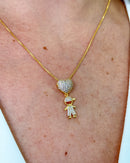 Colar Pingente Filho Coração Cravejado - Semijoia Banhado em Ouro 18k