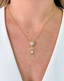 Colar Pingente Filha Coração Cravejado - Semijoia Banhado em Ouro 18k