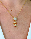 Colar Pingente Filha Coração Cravejado - Semijoia Banhado em Ouro 18k