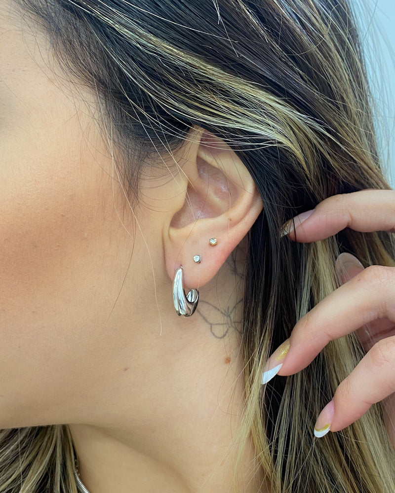 Meia Argola Gota P - Prata - Áurea Acessórios