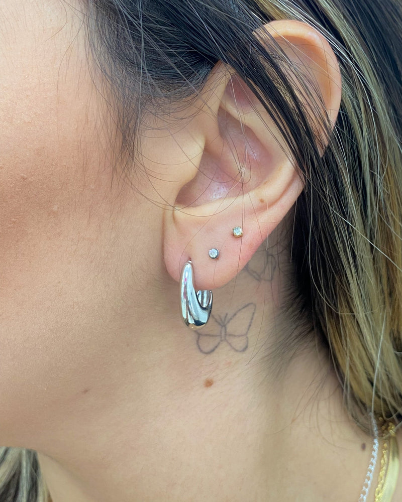 Meia Argola Gota P - Prata - Áurea Acessórios