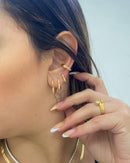 Trio de Argolas Coração Vazado Liso Dourado - Áurea Acessórios