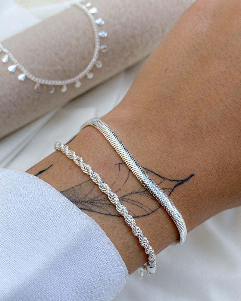 Conjunto de Pulseira Malha + Elo Baiano - Prata - Áurea Acessórios