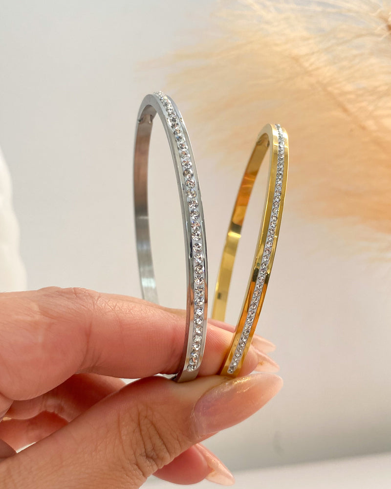 Bracelete Fino Cravejado Aço Inoxidável - Áurea Acessórios