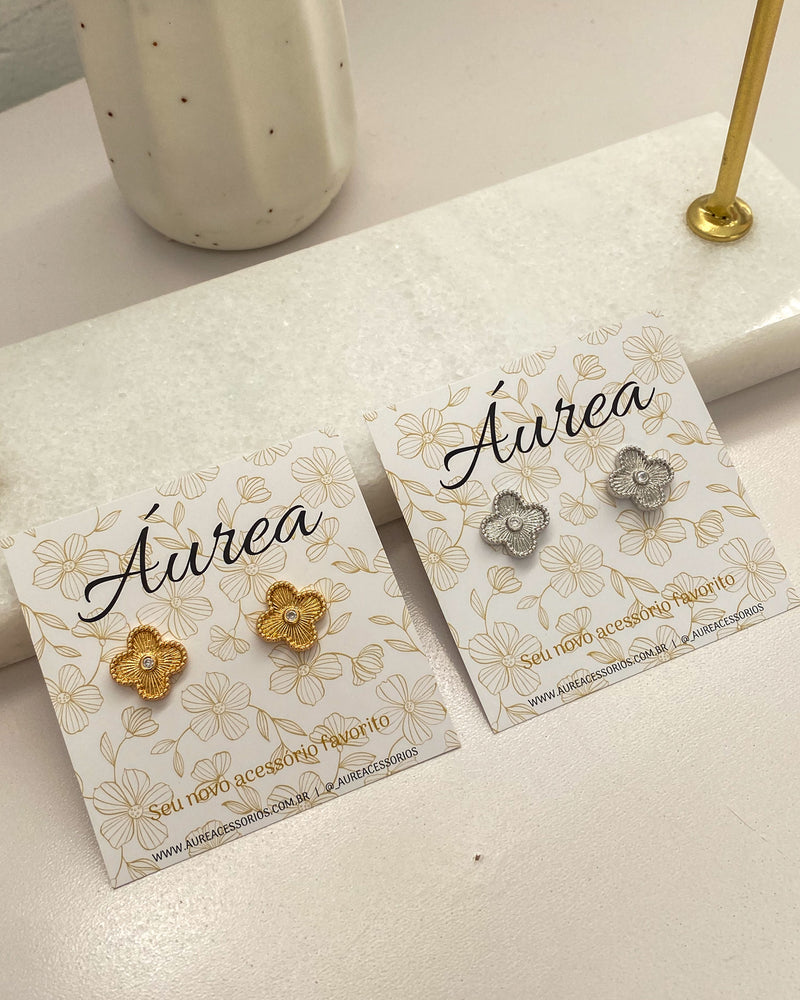 Brinco de Trevo Inspiração - Prata - Áurea Acessórios