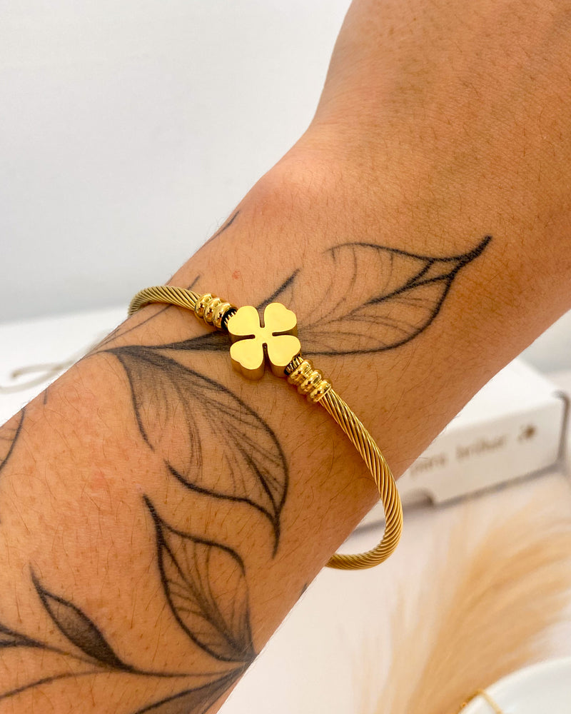 Bracelete Trevo Regulável - Aço Inoxidável - Áurea Acessórios