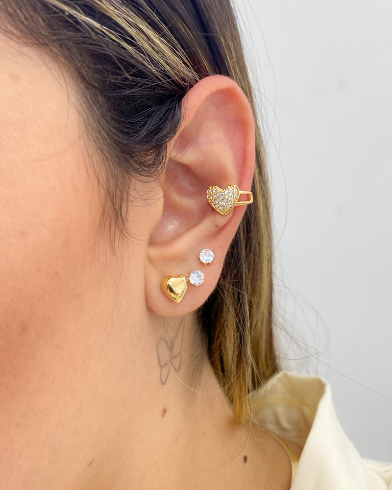 Piercing Fake Coração Cravejado - Dourado - Áurea Acessórios