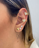 Piercing Fake Coração Cravejado - Dourado - Áurea Acessórios