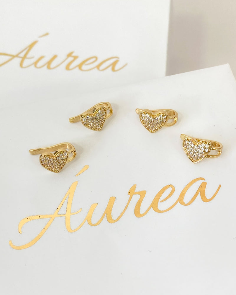 Piercing Fake Coração Cravejado - Dourado - Áurea Acessórios