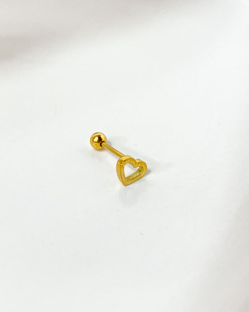 Piercing Tragus Flat Coração Liso - Dourado - Áurea Acessórios