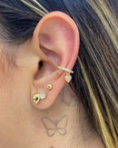 Piercing Fake Pendurado Corações Zircônia - Dourado - Áurea Acessórios