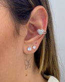 Piercing Fake Coração Cravejado - Semijoia Folheada em Prata