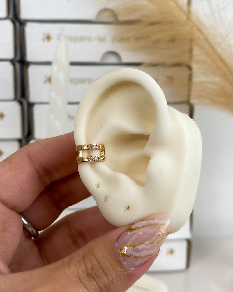 Piercing Fake U com Zircônias - Dourado - Áurea Acessórios