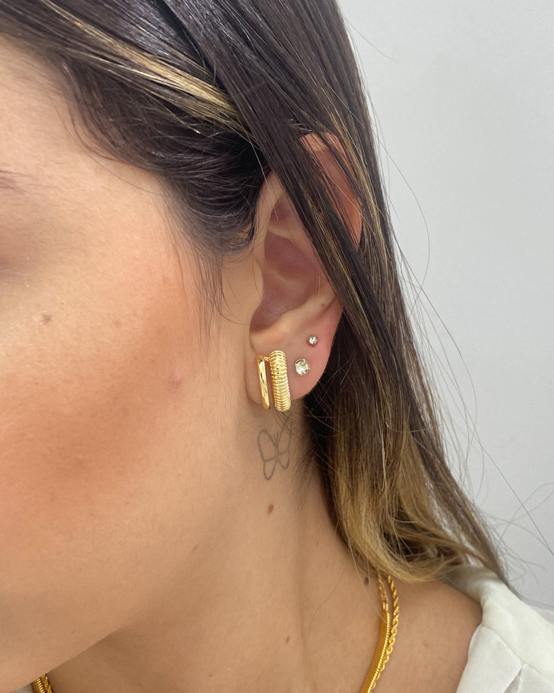 Brinco Ear Hook Duo Fileira - Dourado