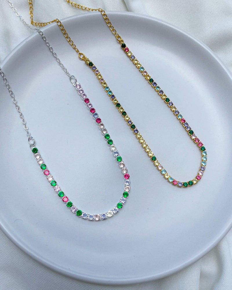 Colar Choker Riviera Colorida - Prata - Áurea Acessórios