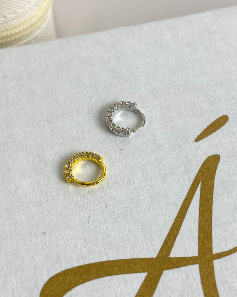 Piercing Argolinha para Helix Daith Cravejado - Prata - Áurea Acessórios