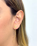 Brinco Agulha com Coração - Semijoia Banhada a Ouro 18k