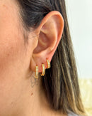 Trio de Argolas Cravejadas - Semijoia Folheada a Ouro 18k