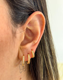 Trio de Argolas Cravejadas - Semijoia Folheada a Ouro 18k