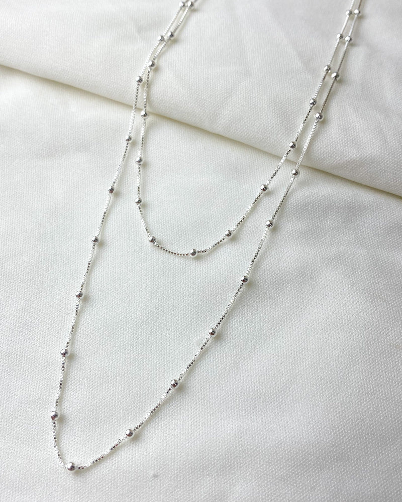 Colar Fio Duplo Bolinhas - Prata - Áurea Acessórios