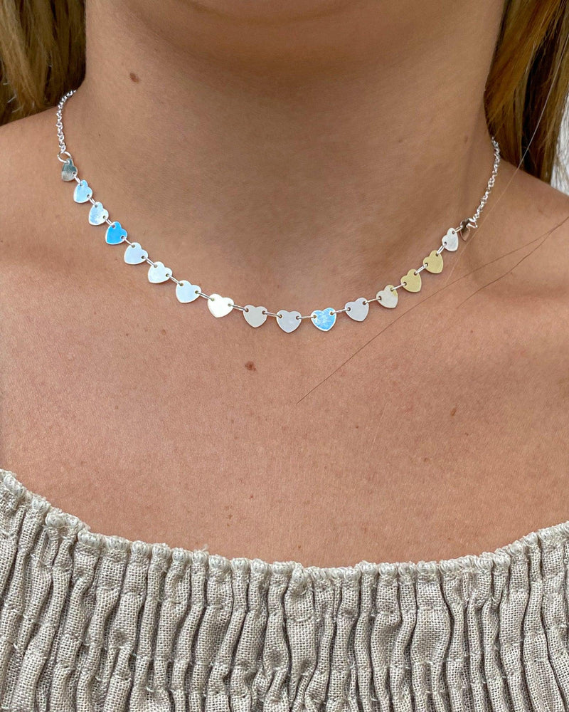Colar Choker Coração Chapinha - Prata - Áurea Acessórios