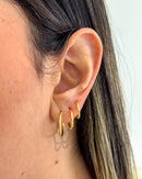 Trio de Argolas Lisas - Semijoia Banhado em Ouro 18k