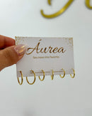 Trio de Argolas Lisas - Semijoia Banhado em Ouro 18k