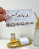 Trio de Brincos Esfera Cravejada  - Semijoia Folheada a Ouro 18k