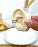 Piercing Fake Duplo Cravejado - Semijoia Folheada a Prata