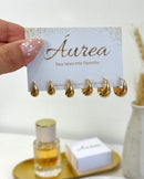 Trio de Argolas Gotas Lisas  - Semijoia Folheada a Ouro 18k