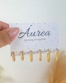 Trio de Argolas Quadrado Cravejado 2 - Semijoia Folheada a Ouro 18k