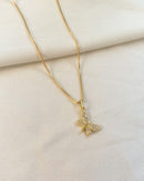 Colar Pingente Libélula Cravejada - Semijoia Banhado em Ouro 18k